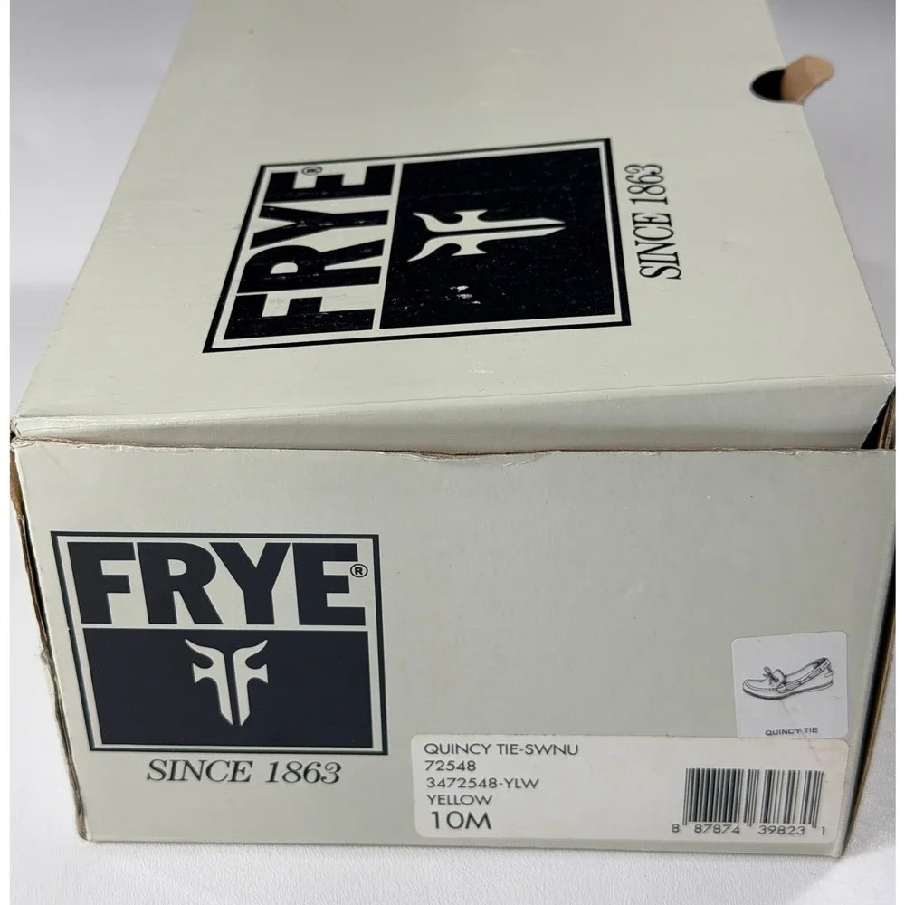 Frye Quincy Tie Yellow Leather Boat Shoes Loafers Mens‎ Size 10M 72548
